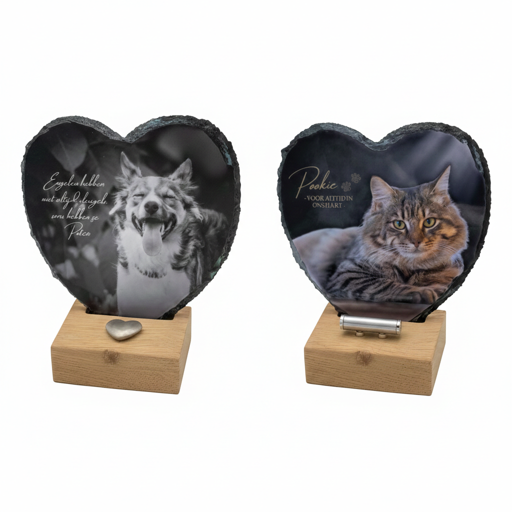  Hartvormige Gedenktegel van Leisteen (15 × 15 cm)