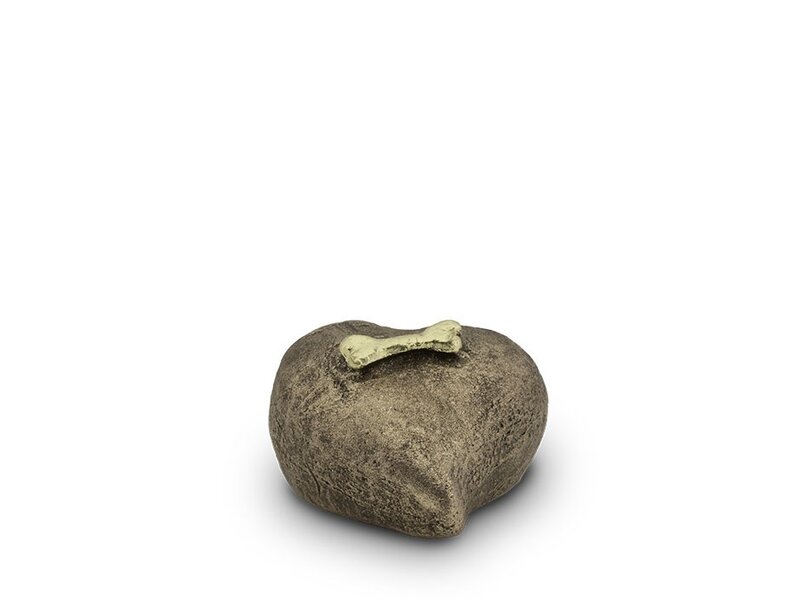 Mini dierenurn hart met bot - keramiek