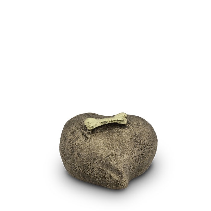  Mini dierenurn hart met bot - keramiek