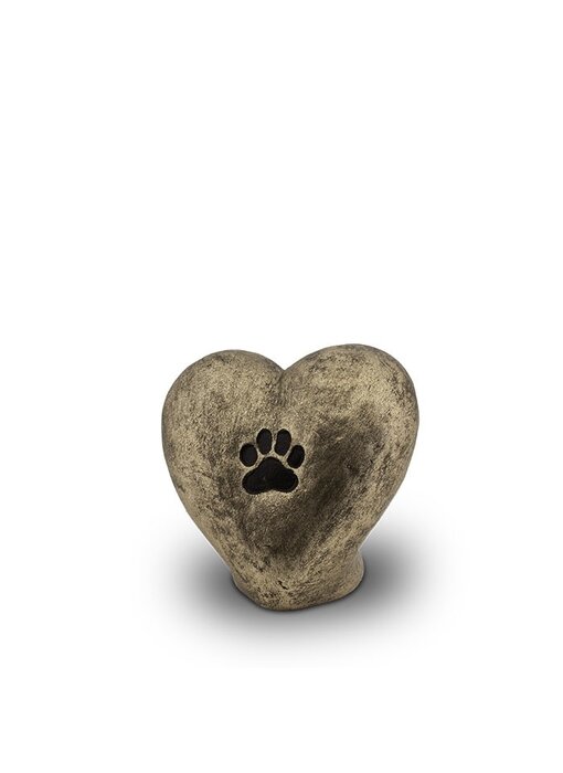 Mini dierenurn pootafdruk in hart staand - keramiek