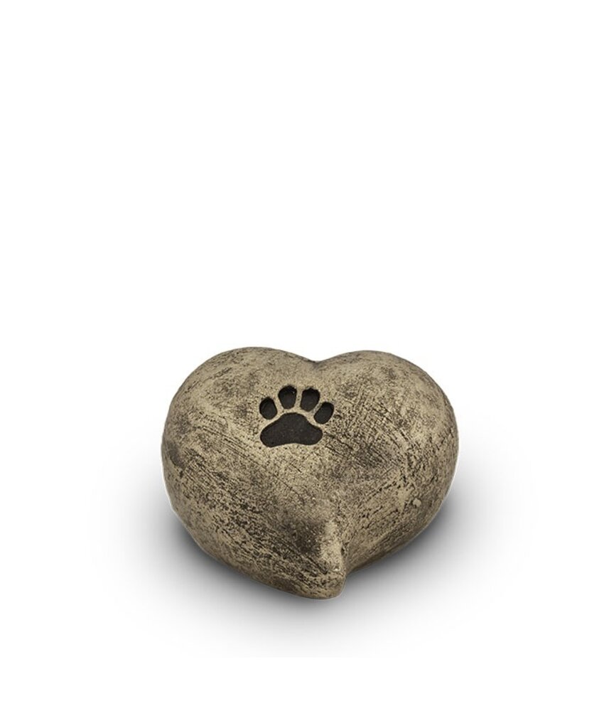 Mini dierenurn pootafdruk in hart - keramiek