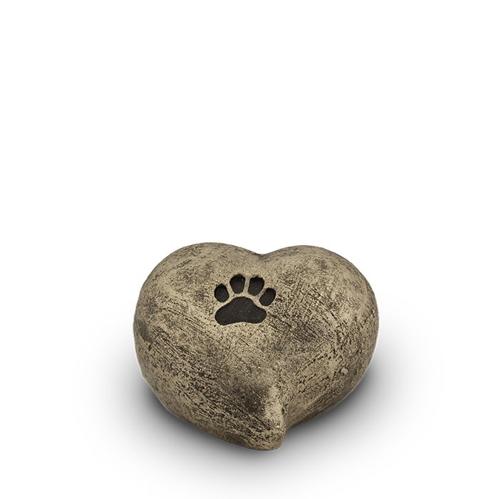  Mini dierenurn pootafdruk in hart - keramiek