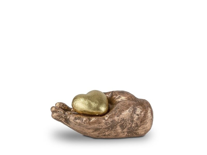 Mini urn hart in hand - keramiek