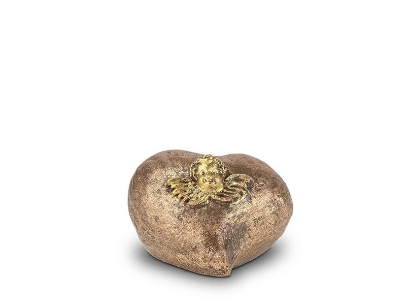 Mini urn engel in hart - keramiek