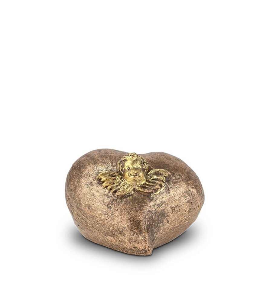 Mini urn engel in hart - keramiek