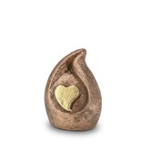 Mini urn hart in traan - keramiek