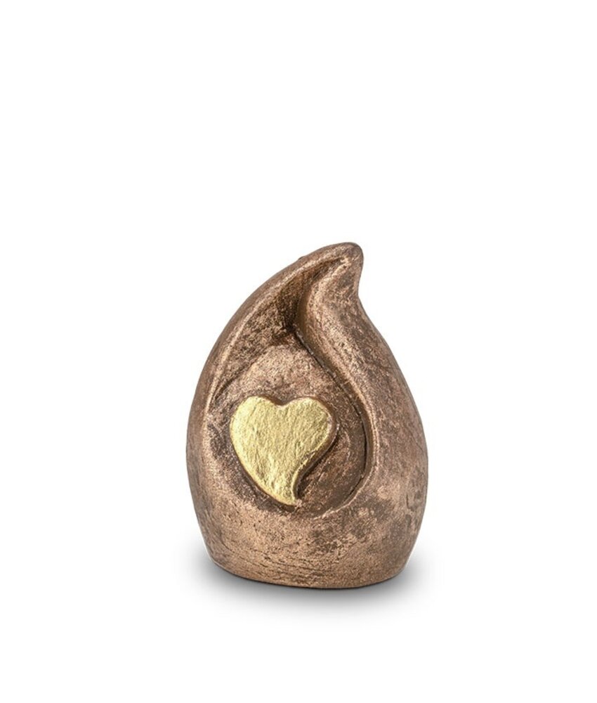 Mini urn hart in traan - keramiek