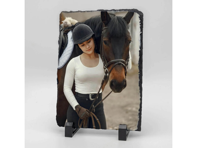 Rechthoekige Gedenktegel van Leisteen voor Huisdieren – Herinner je Huisdier met Foto en Tekst