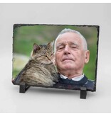 Rechthoekige Gedenktegel liggend van Leisteen voor Huisdieren – Herinner je Huisdier met Foto en Tekst