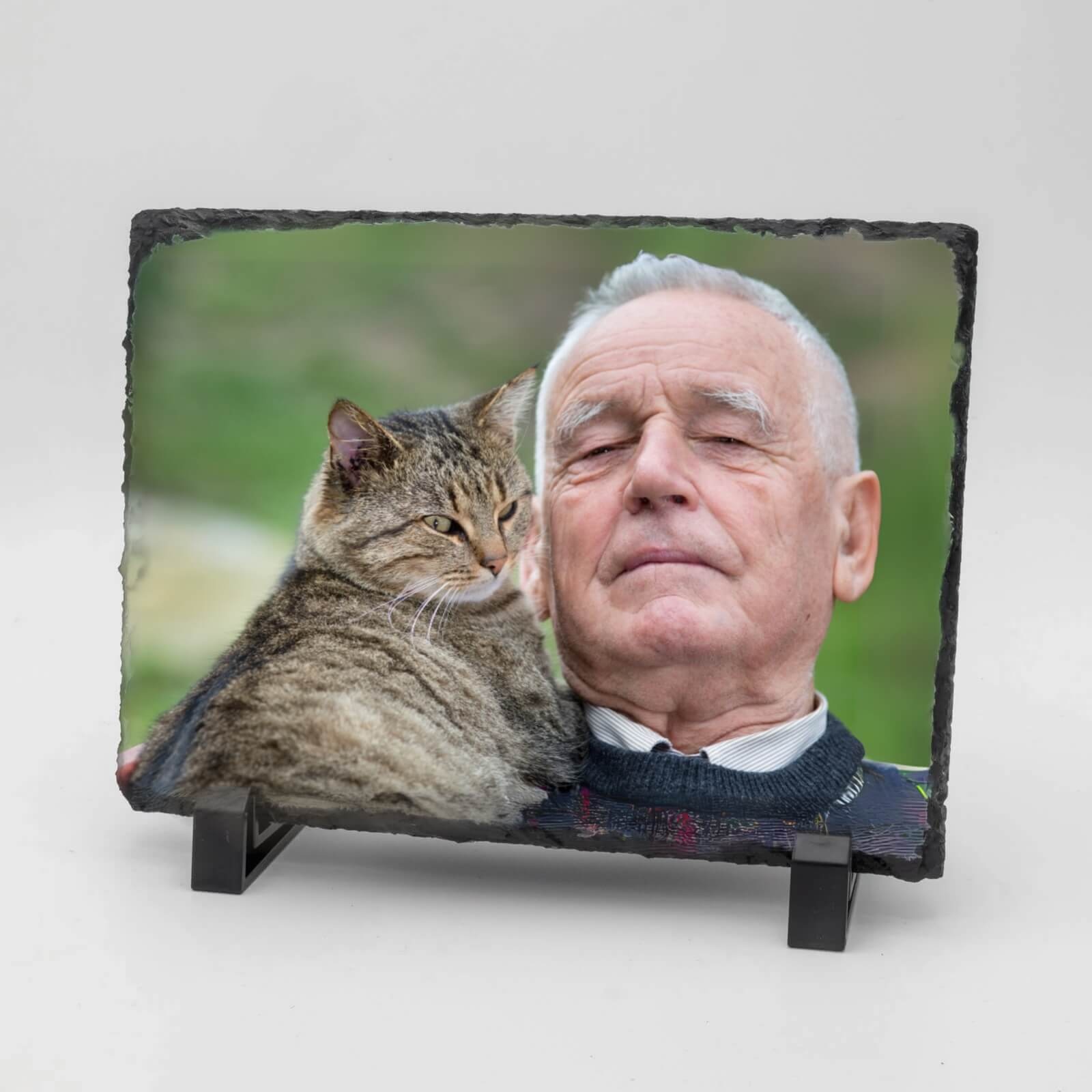  Rechthoekige Gedenktegel liggend van Leisteen voor Huisdieren – Herinner je Huisdier met Foto en Tekst