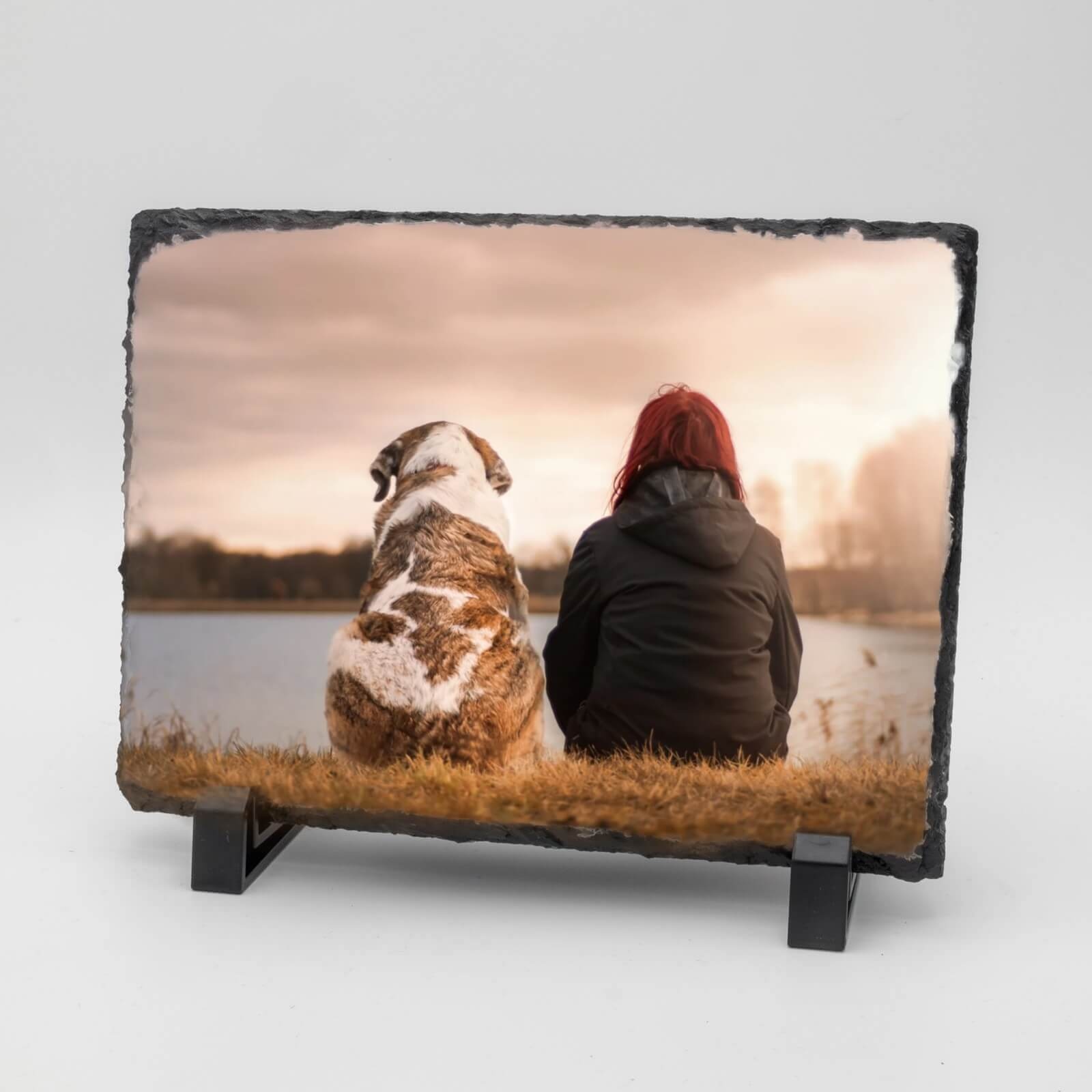  Rechthoekige Gedenktegel liggend van Leisteen voor Huisdieren – Herinner je Huisdier met Foto en Tekst