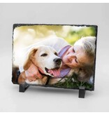 Rechthoekige Gedenktegel liggend van Leisteen voor Huisdieren – Herinner je Huisdier met Foto en Tekst