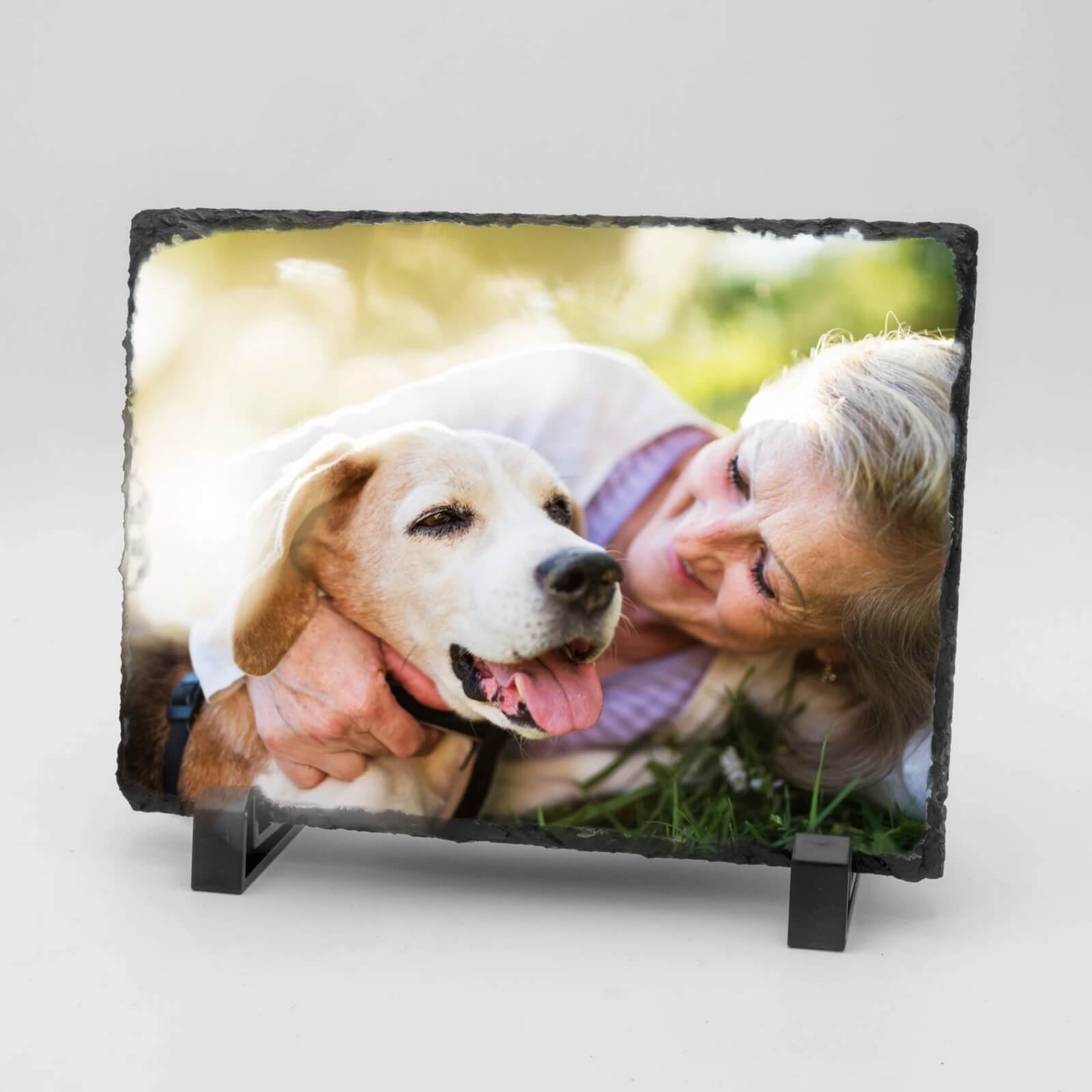  Rechthoekige Gedenktegel liggend van Leisteen voor Huisdieren – Herinner je Huisdier met Foto en Tekst