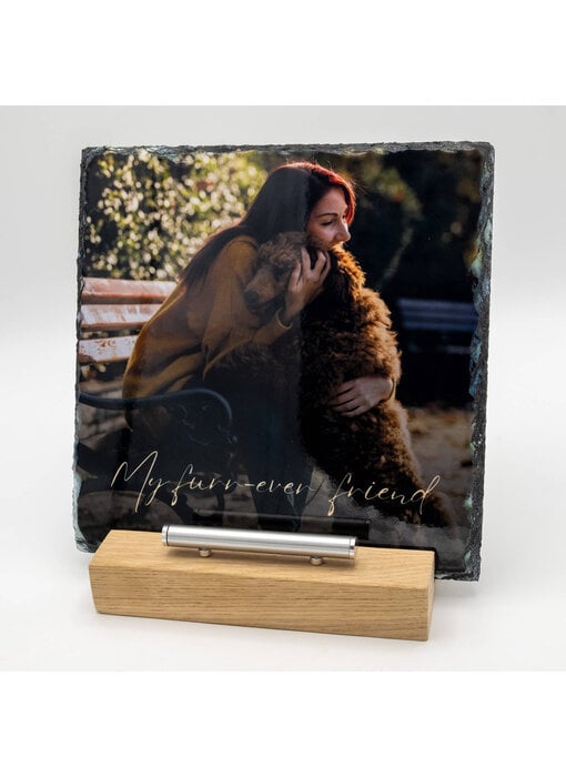 Vierkante Gedenktegel van Leisteen voor Huisdieren – Herinner je Huisdier met Foto en Tekst