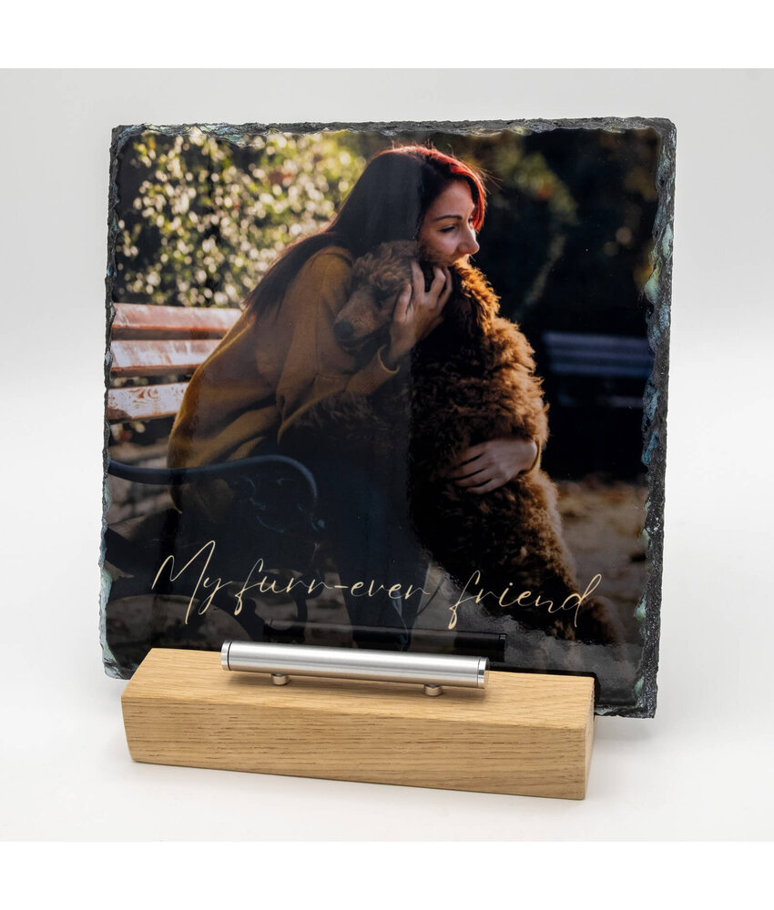 Vierkante Gedenktegel van Leisteen voor Huisdieren – Herinner je Huisdier met Foto en Tekst