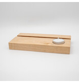 Eikenhouten Gedenktegelhouder met kaarshouder – Voor een Warm Herinneringsplekje