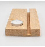 Eikenhouten Gedenktegelhouder met kaarshouder – Voor een Warm Herinneringsplekje