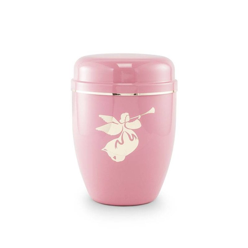 Kinder urn engel roze - staal