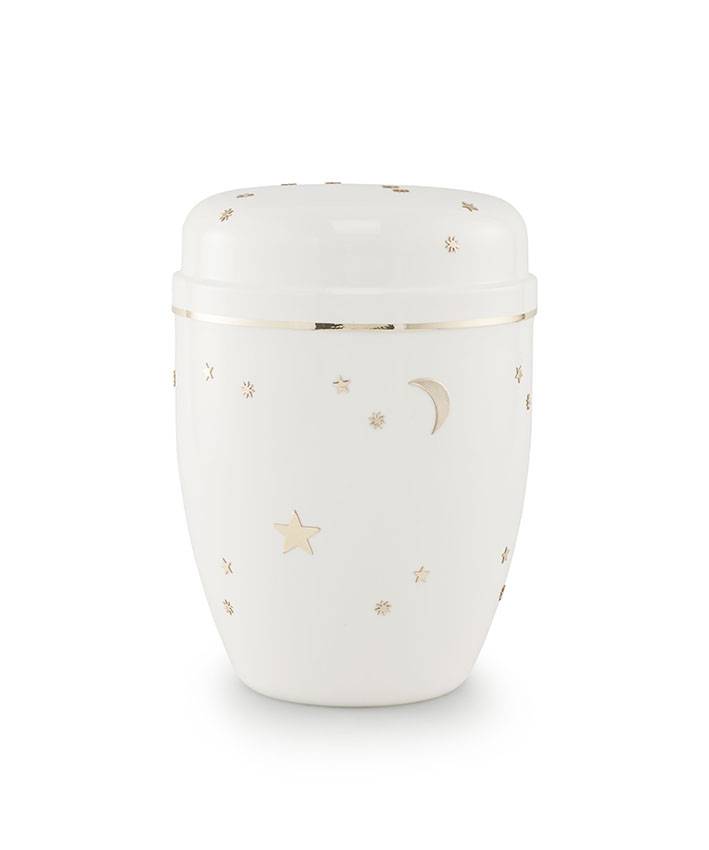 Kinder urn sterrenhemel in wit - staal