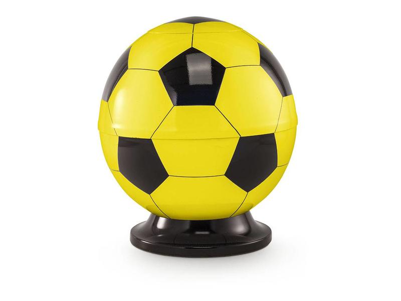 Kinder urn voetbal geel en zwart - messing