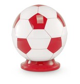 Kinder urn voetbal wit en rood - messing