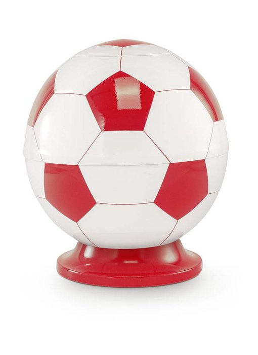 Kinder urn voetbal wit en rood - messing