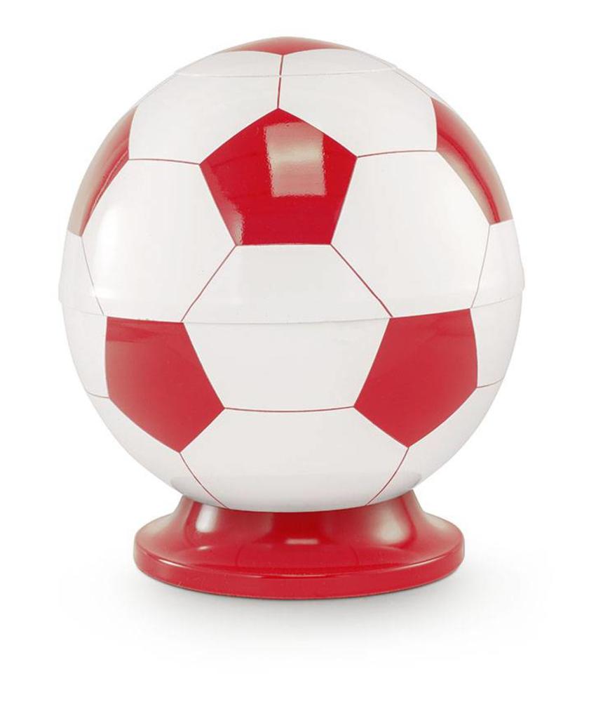 Kinder urn voetbal wit en rood - messing