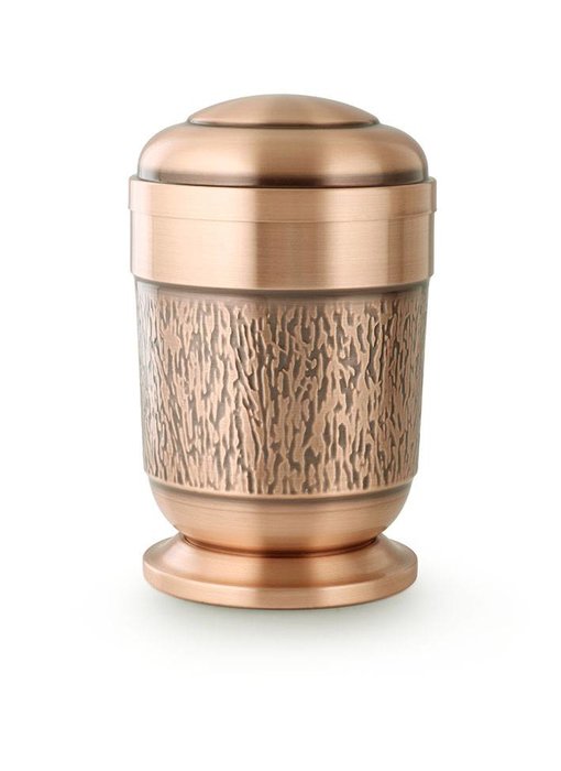 Schors urn met voetstuk - koper