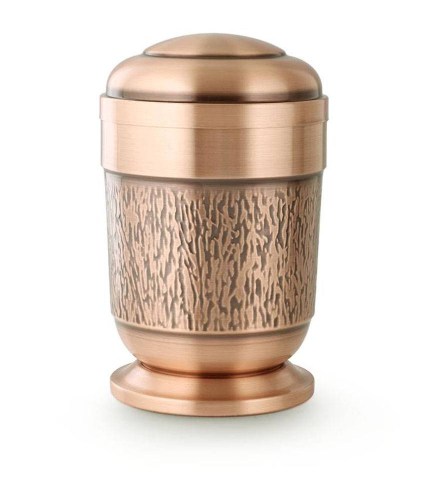 Schors urn met voetstuk - koper