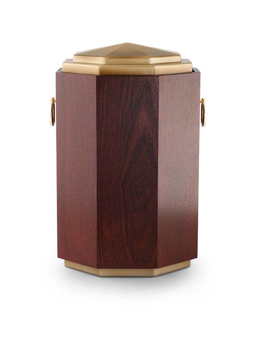 Mahagony met messing urn - hout