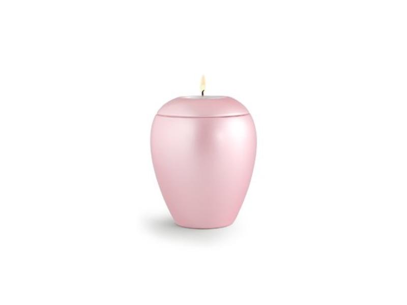 Roze urn met lichtje - keramiek