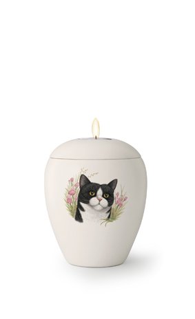 Kattenurn Witneus met lichtje - keramiek