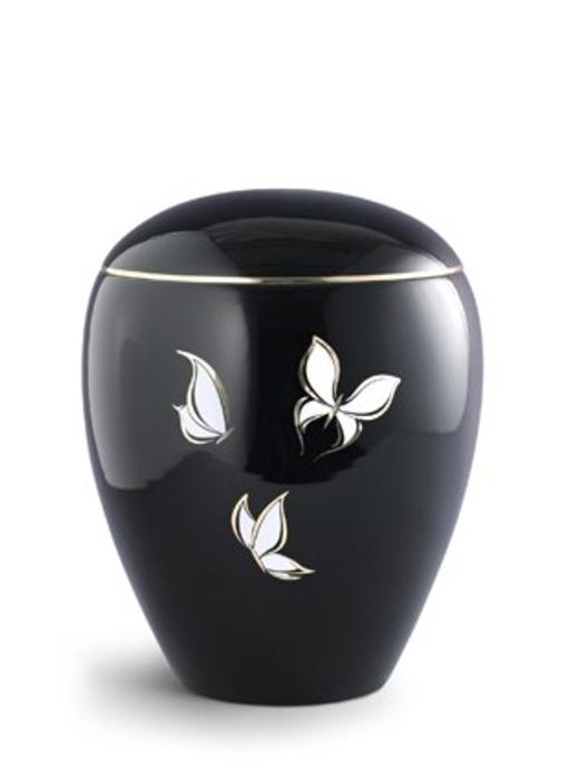 Witte vlinders urn - keramiek