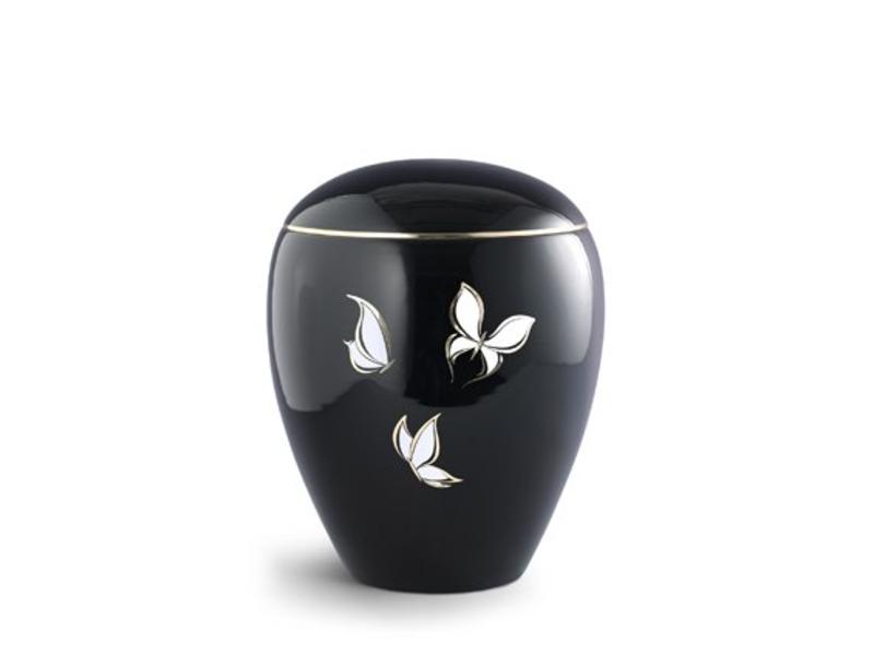 Witte vlinders urn - keramiek