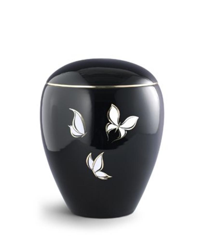 Witte vlinders urn - keramiek