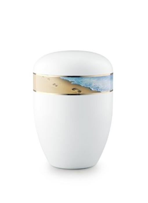 Eco urn wit voetafdruk strand - bio