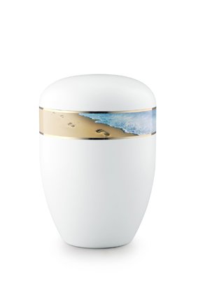  Eco urn wit voetafdruk strand - bio