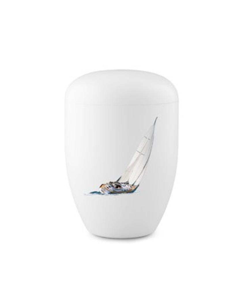 Eco urn wit zeilboot - bio
