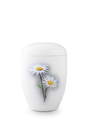 Eco urn wit margrietjes - bio