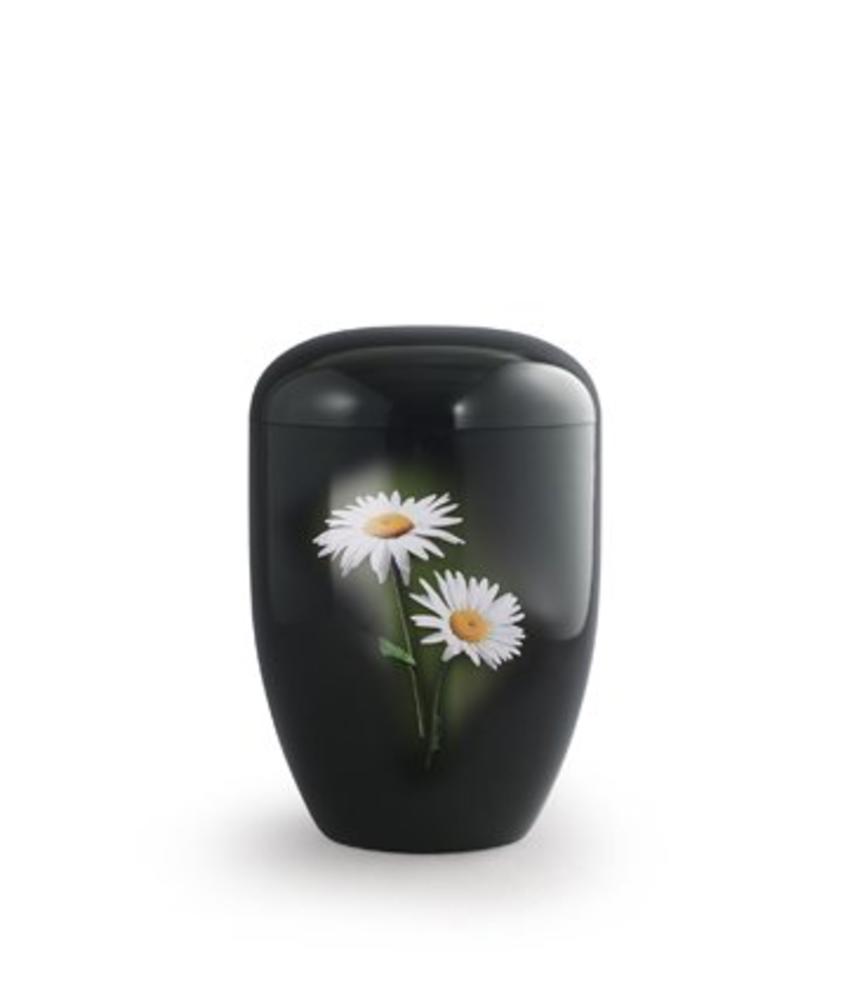 Eco urn zwart margrietjes - bio