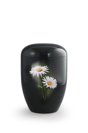  Eco urn zwart margrietjes - bio