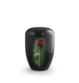 Eco urn zwart met rode tulp - bio