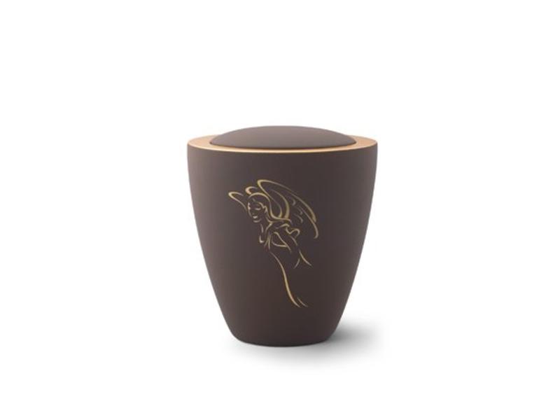 Brown angel engel urn - keramiek