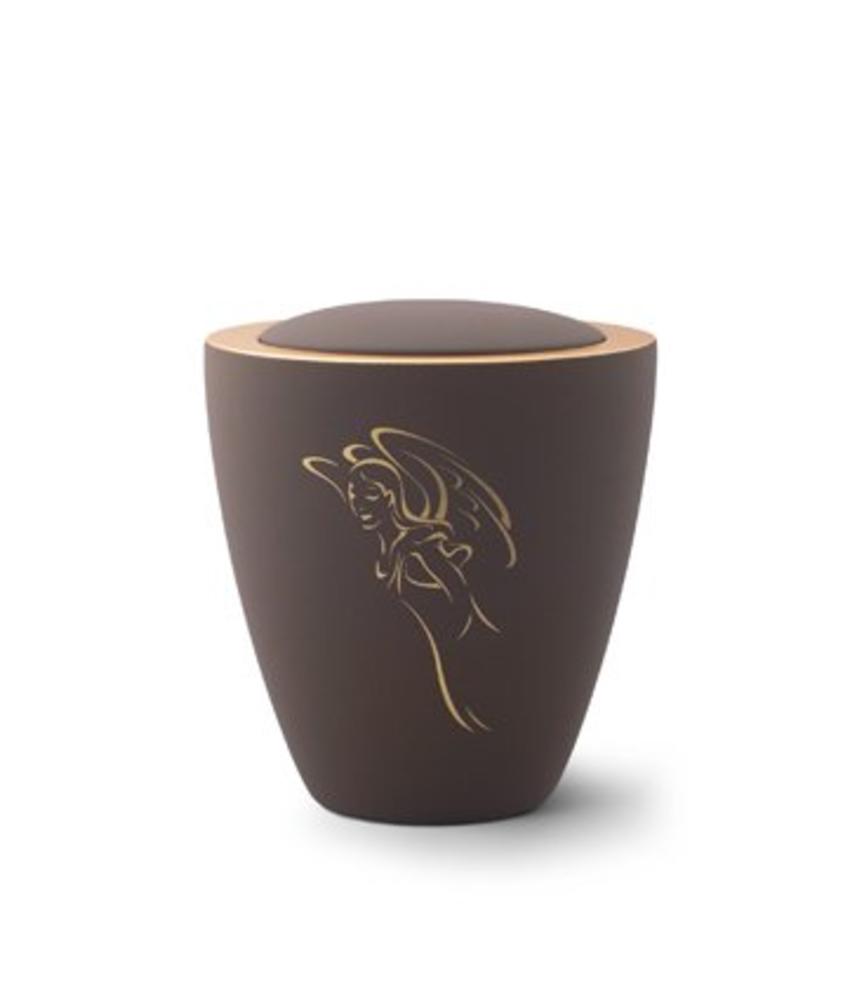 Brown angel engel urn - keramiek