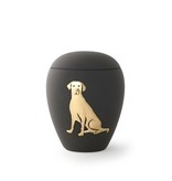 Honden urn zwart met goud - keramiek