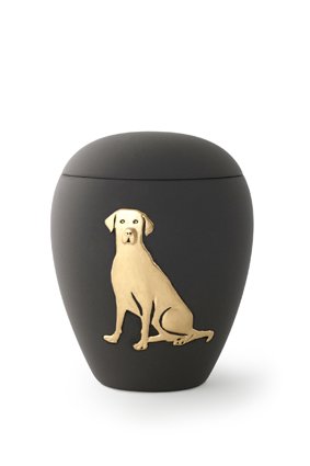  Honden urn zwart met goud - keramiek