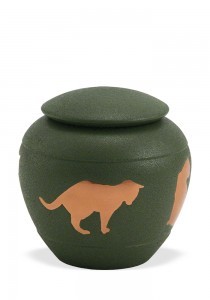  Dieren urn met kat groen - koper