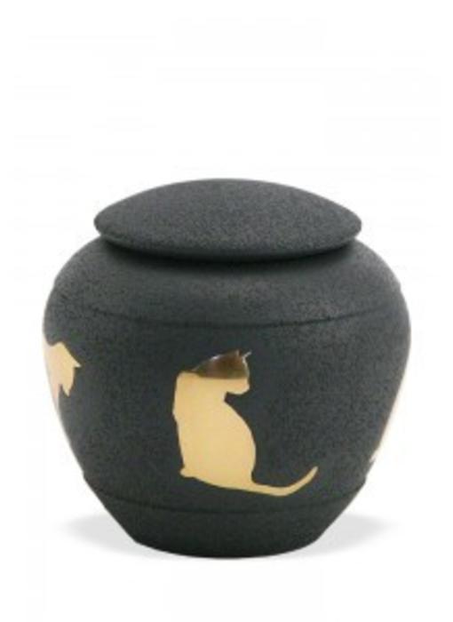 Dieren urn met kat zwart - koper