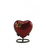 Dierenurn hartvorm crimson odyssey met pootafdruk - koper