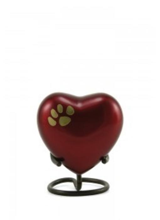 Dierenurn hartvorm crimson odyssey met pootafdruk - koper